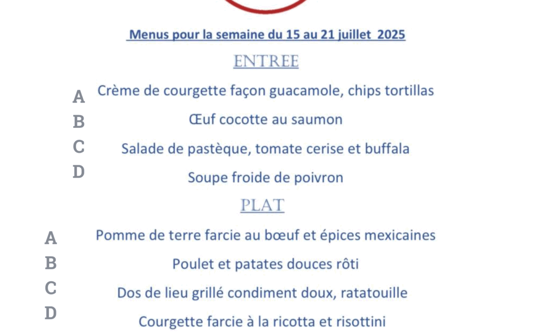 Semaine du 15 au 19 juillet